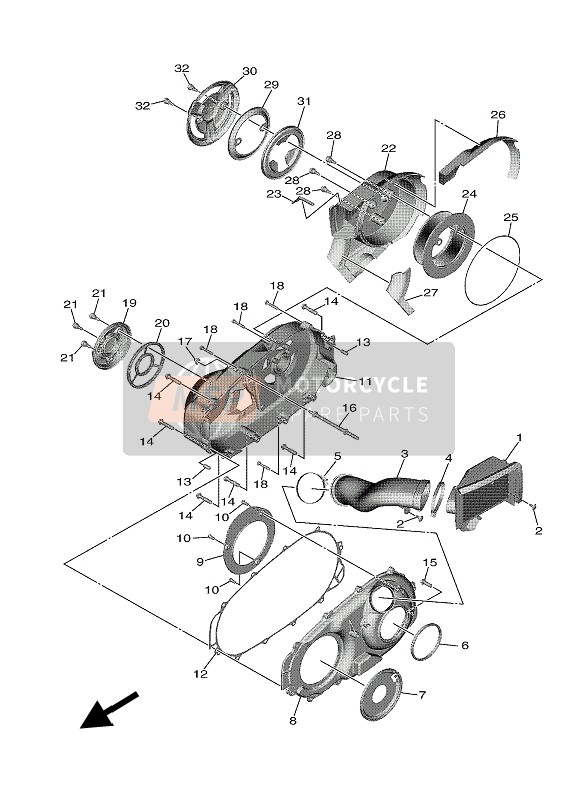 Yamaha TMAX DX ABS 2019 Crankcase Cover 2 for a 2019 Yamaha TMAX DX ABS